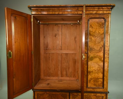 fig 2. Victorian burr walnut triple wardrobe compactum by H Ogden Manchester