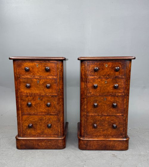 Pair of Victorian Walnut Bedside Chests of Drawers