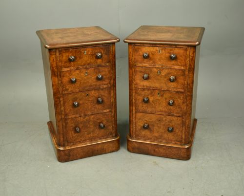 Pair of Victorian Walnut Bedside Chests of Drawers