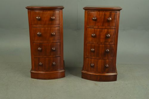 Pair of Victorian Mahogany Bow Front Bedside Chests of Drawers