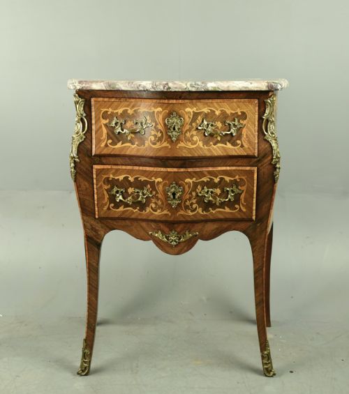 19th Century French Kingwood and Inlaid Bombe Commode Chest of Drawers
