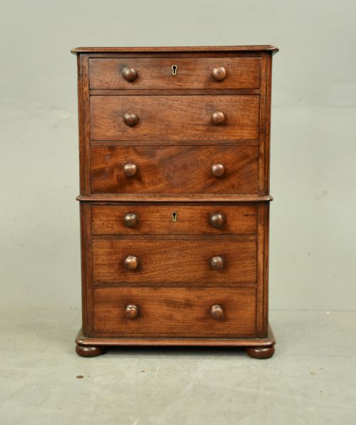 Small Victorian Mahogany  Table Top Chest of Drawers