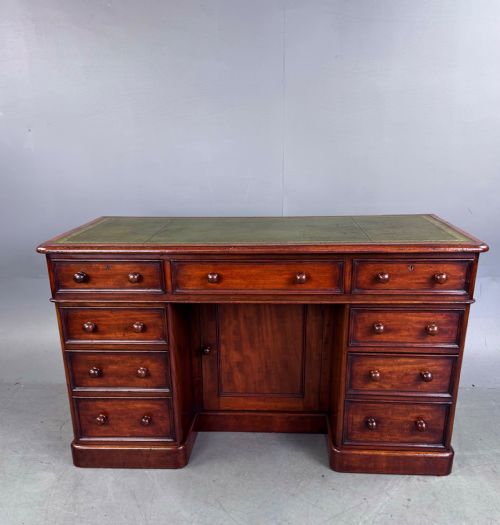 Victorian Mahogany Pedestal Knee Hole Desk