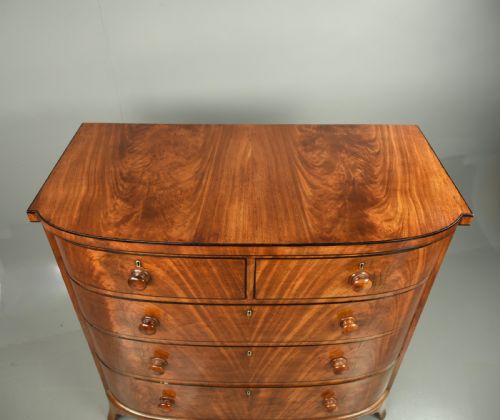 fig 1. Large Regency mahogany bow front chest of drawers 