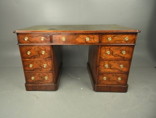 Victorian Walnut Pedestal Desk