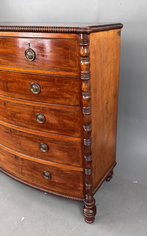 fig 1. Large Regency mahogany bow front chest of drawers