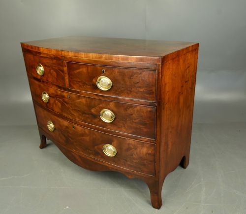 fig 1. Georgian mahogany bow front chest of drawers