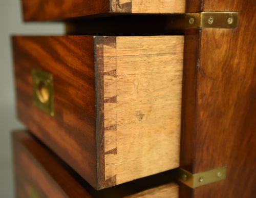 PAIR OF VICTORIAN MAHOGANY CAMPAIGN BEDSIDE CHESTS OF DRAWERS - ADDITIONAL PHOTO 6