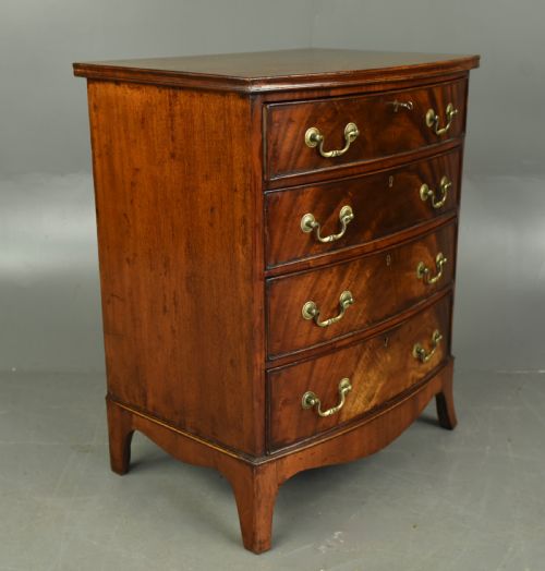 fig 1. small Antique mahogany bow front chest of drawers