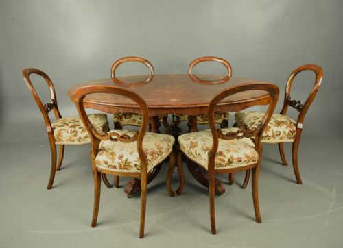 VICTORIAN BURR WALNUT INLAID DINING TABLE CENTRE TABLE - ADDITIONAL PHOTO 11