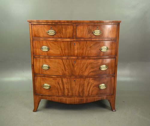 fig 1. Large Regency mahogany bow front chest of drawers