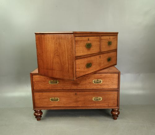 VICTORIAN MAHOGANY CAMPAIGN CHEST OF DRAWERS - ADDITIONAL PHOTO 6