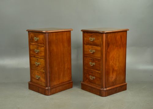 fig 1. Pair of Victorian walnut bedside chests of drawers