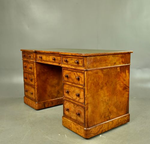 fig 1. Victorian walnut pedestal desk Heal & Son London