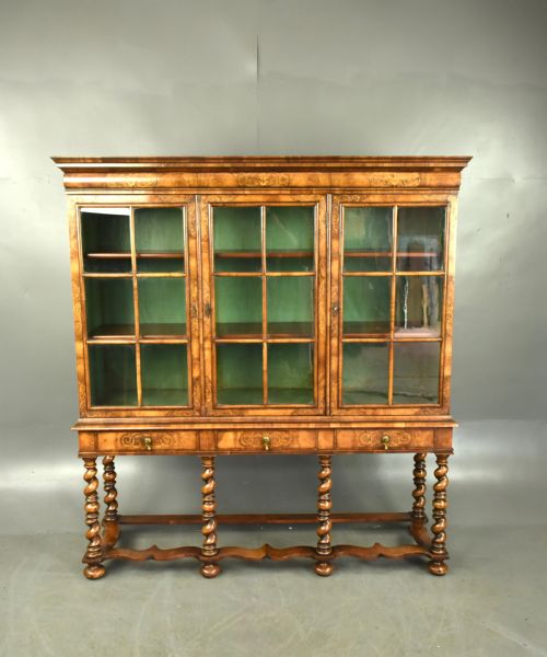 Antique William and Mary Style Inlaid Walnut Cabinet