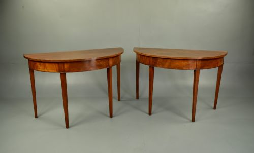 Pair of Georgian Mahogany Demi Lune Console Tables