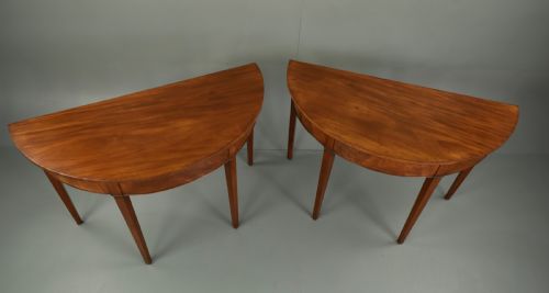 fig 1. pair of Georgian mahogany demi lune console tables 