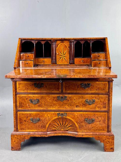 fig 1. Antique burr walnut bureau