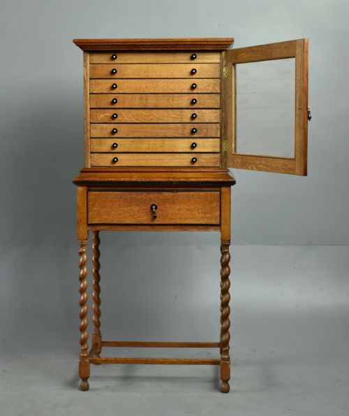 fig 1. Oak collectors cabinet 