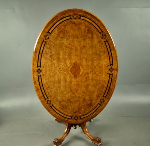 VICTORIAN INLAID WALNUT OVAL CENTRE TABLE - ADDITIONAL PHOTO 1