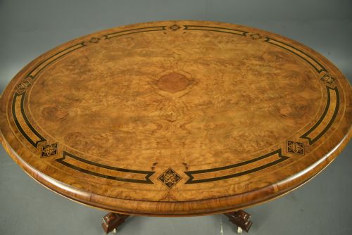 VICTORIAN INLAID WALNUT OVAL CENTRE TABLE - ADDITIONAL PHOTO 2