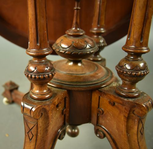 VICTORIAN INLAID WALNUT OVAL CENTRE TABLE - ADDITIONAL PHOTO 6