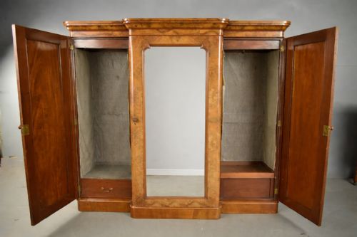 fig 1. Victorian burr walnut triple wardrobe
