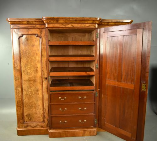 fig 2. Victorian burr walnut triple wardrobe