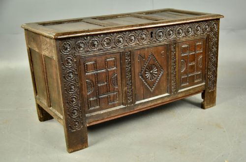 fig 2. 18th century carved oak coffer