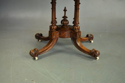 VICTORIAN BURR WALNUT INLAID OVAL BREAKFAST TABLE - ADDITIONAL PHOTO 2