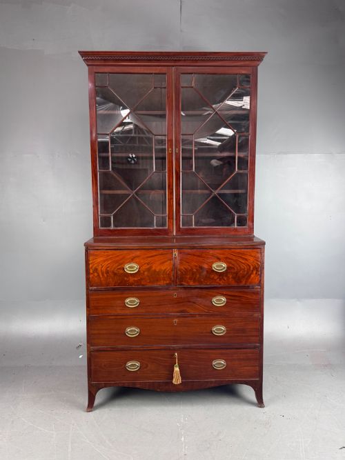 19th Century Mahogany Secretaire Bookcase