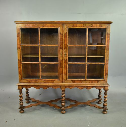 Queen Anne Style Walnut Inlaid Cabinet by Gill and Reigate London
