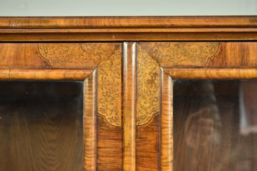 fig 1. Queen Anne style walnut inlaid cabinet by Gill and Reigate London 