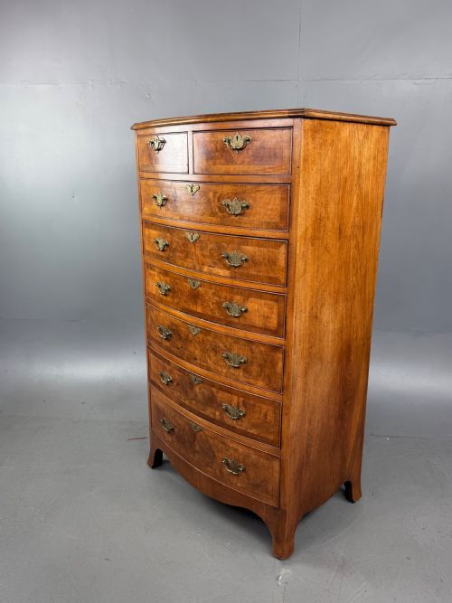 fig 1. Walnut Bowfront chest of drawers