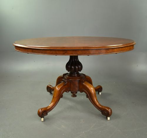 VICTORIAN OVAL BURR WALNUT BREAKFAST TABLE