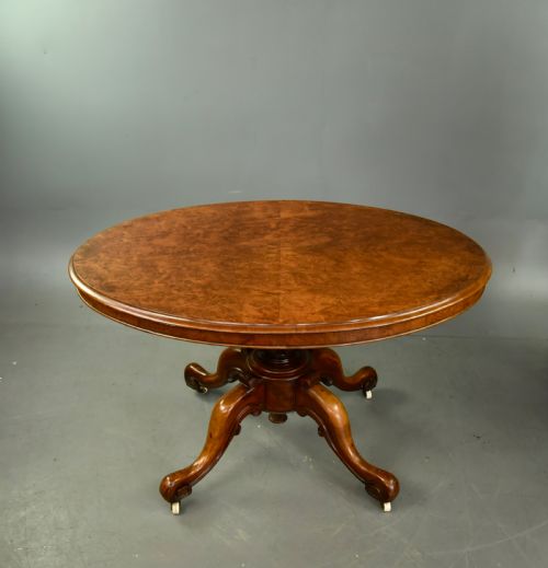 VICTORIAN OVAL BURR WALNUT BREAKFAST TABLE - ADDITIONAL PHOTO 1