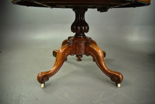 VICTORIAN OVAL BURR WALNUT BREAKFAST TABLE - ADDITIONAL PHOTO 3