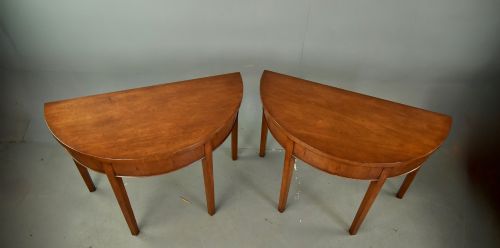 fig 1. pair of Georgian mahogany demi lune console tables