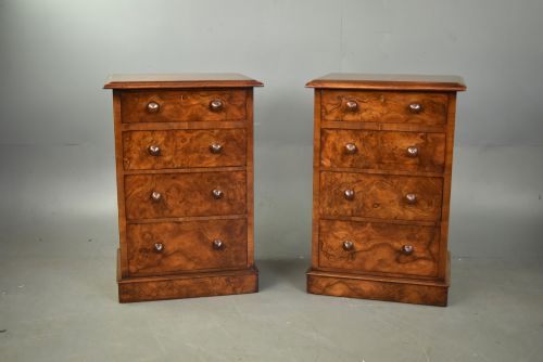 Pair of Victorian Walnut Bedside Chests of Drawers