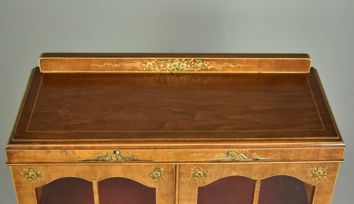 fig 4. Walnut Chinoiserie glazed bookcase cabinet