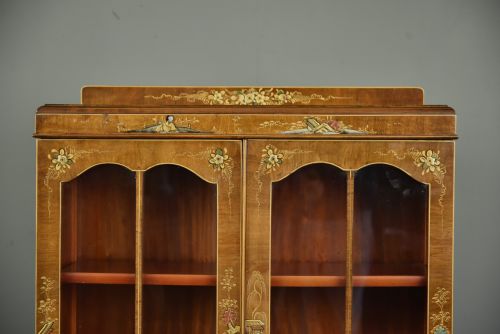 fig 5. Walnut Chinoiserie glazed bookcase cabinet