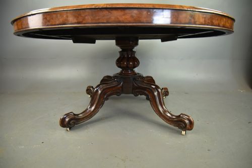 VICTORIAN WALNUT LEATHER TOP LIBRARY TABLE 64CIRCULAR CENTRE TABLE - ADDITIONAL PHOTO 4