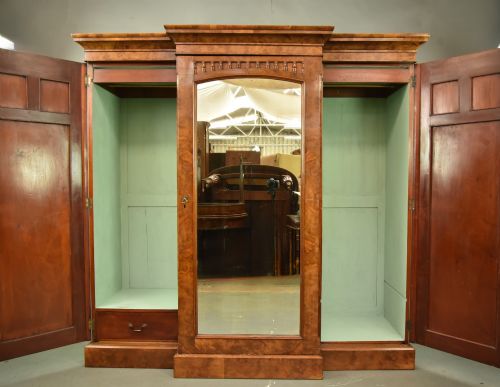 VICTORIAN BURR WALNUT TRIPLE WARDROBE - ADDITIONAL PHOTO 1
