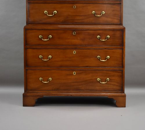 GEORGIAN MAHOGANY TALL BOY CHEST ON CHEST - ADDITIONAL PHOTO 2