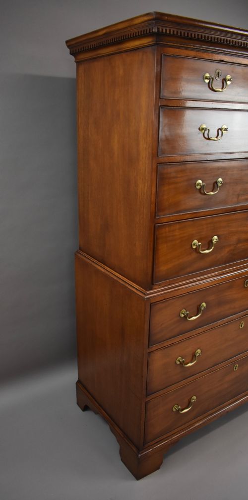 GEORGIAN MAHOGANY TALL BOY CHEST ON CHEST - ADDITIONAL PHOTO 3