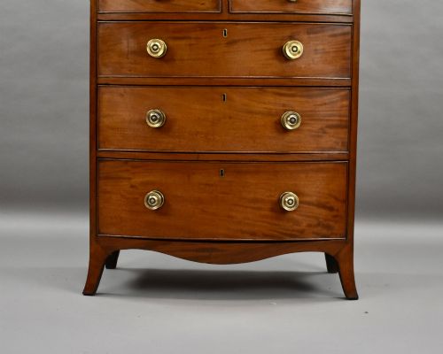 NARROW REGENCY MAHOGANY BOWFRONT CHEST OF DRAWERS - ADDITIONAL PHOTO 3