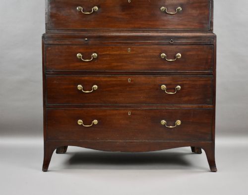 LARGE GEORGIAN MAHOGANY TALL BOY CHEST ON CHEST - ADDITIONAL PHOTO 2