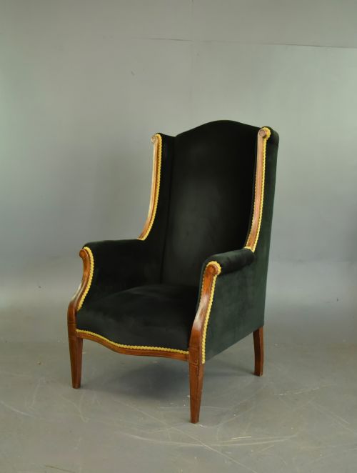 Edwardian Mahogany Inlaid Wing Arm Chair