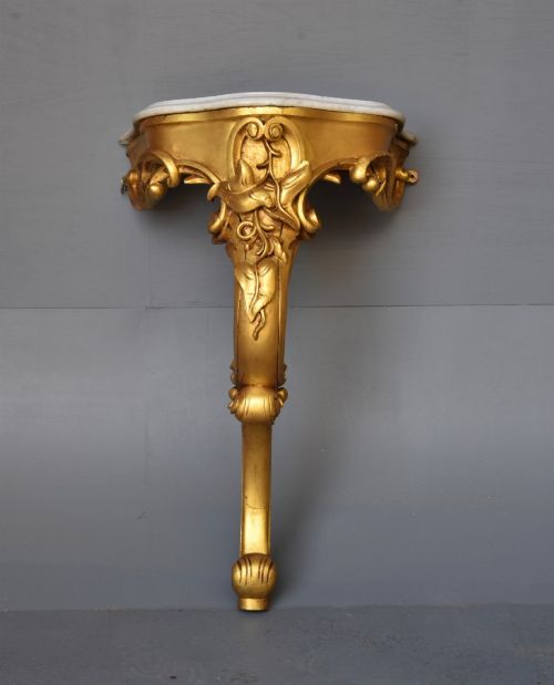 Small 19th Century Gilt Marble Top Console Table