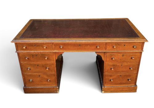 Victorian Oak Pedestal Desk